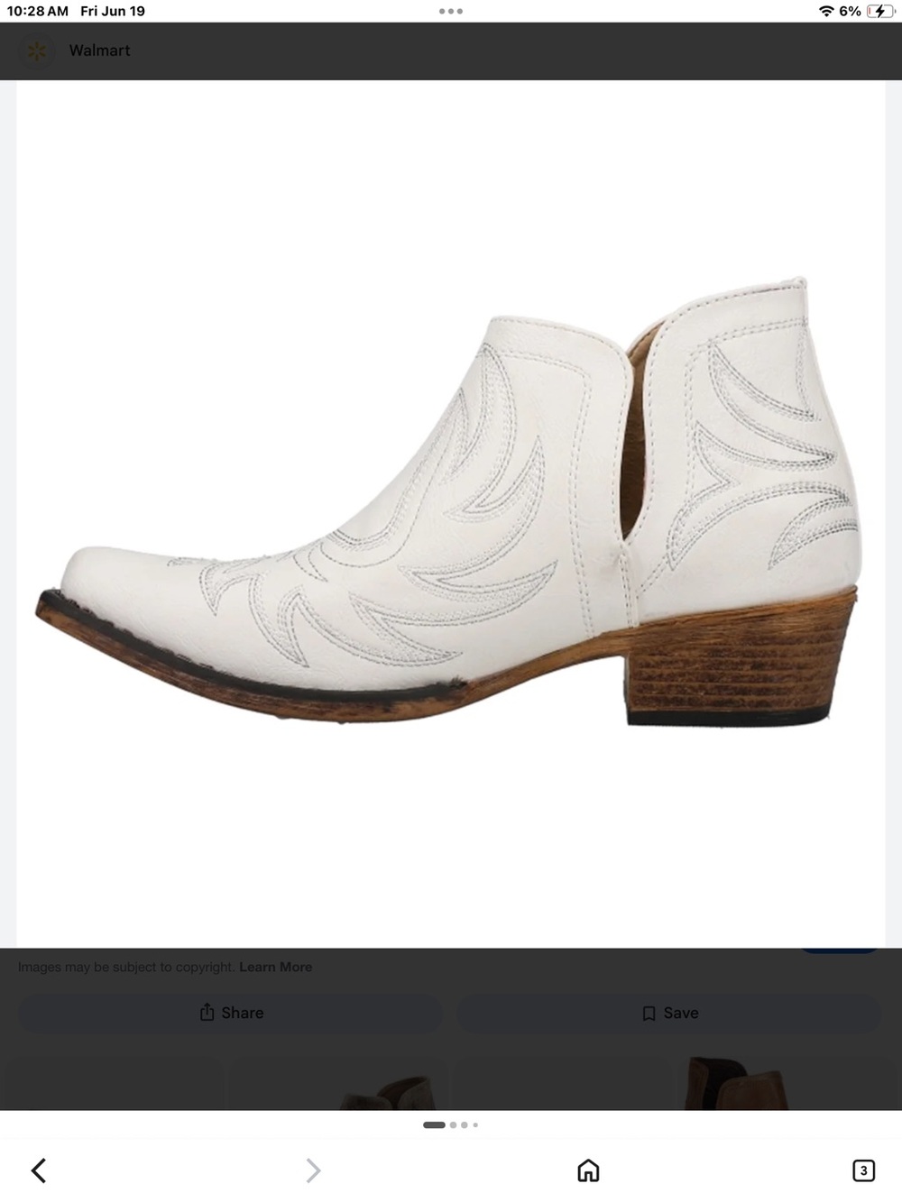 Roper Women’s White Western Cutout Ankle Boots NWT